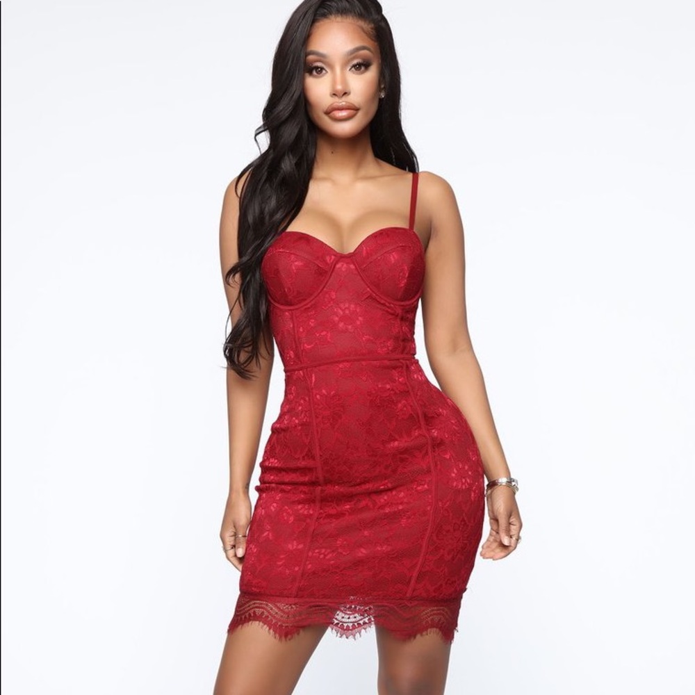 Red lace dress